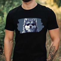 T-Shirt Herren Husky mit Sonnenbrille Motiv Baumwolle Größe XS bis 5XL S