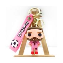 (pink) 3D Messi Keychain Decoration Ornaments Action Figure Collection Model Toy for Children Birthday Football black