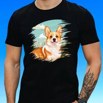 T-Shirt Herren Corgi Hund mit Blumen Motiv Baumwolle Größe S bis 5XL XXXXL