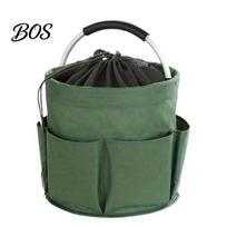 Portable Tool Storage Bag Foldable with Handle & Drawstring, Waterproof Oxford Cloth Pouch Housekeeping Kit Multi-Pockets, Large Cleaning Tools žalia