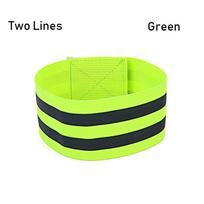 Wristband Bicycle Bind Strap Cycling Reflective Strips Bike Safety Alert Sport Tape Warning Armband two lines žalia