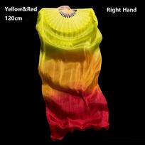 Tricolor Gradient Gradient Color Dancer Fan Right&Left Hands Practice Long Imitation Silk Fans 1