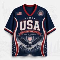 2026 American Fan Uniform Football Print Breathable V-neck Mesh Football T-shirt Is A Must-have for Fans S