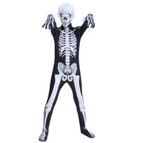 Halloween Skeleton Costume Jumpsuit With Milk Silk Fabric For Kids Cosplay Party 100cm