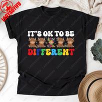 Its Ok To Be Different TShirt Autism Awareness Cow Design Graphic T Shirts Bull Puzzle Printed Unisex Unisex Cotton Tshirt S