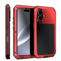 Doom Armor Metal Case for IPhone 17  16 15 14 8 7 Plus 13 12 11 Pro Max XS XR X Heavy Duty Shockproof Aluminum Glass Screen iPhone17 raudona