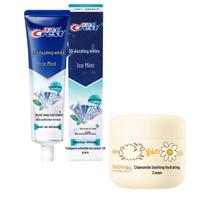 Crest 3D White Toothpaste & Runben Chamomile Cream Bundle