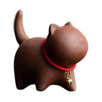 Kitten Tea Pet Kung Fu arbatos rinkinys Rankų darbo purpurinė smėlio arbata Pet Oriental Elegance Stalo kambarys Namų biuras Arbatos dekoras Unikali dovana arbatos mėgėjams gelsvai ruda