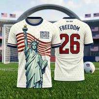 2026 USA Fan Soccer Jersey Unisex Adults & Kids Stars Stripes Patriotic Football Shirt Casual Athletic Top Fan Training Wear S