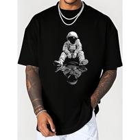 Astronaut Graphic Illustration Astronaut Men's T-Shirt Graphic Tees Crop Tops Breathable Sweat Wicking and Soft for Casual Wear, Street Style Outfits S juoda