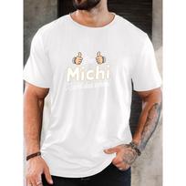 Men'S Der Michi Macht Das Schon! Pattern Summer Casual Round Neck Short T-Shirt S balta