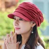 Women's Casual Fashion Newsboy Beret Visor Cap In Soft Fabric raudona