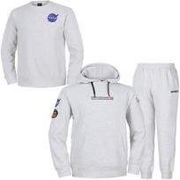 Nasa Unisex Standard Sweat Wappen Hoodie + Jogger Pants + Sweatshirt 3-Piece Set [Melange White] 95