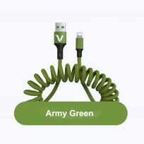 5A Micro USB Type C greito įkrovimo laidas 1,5 m spyruoklinis duomenų kabelis iPhone įkrovikliui, skirtas Samsung Xiaomi Huawei For Type C žalia