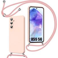Case - Booling - for Samsung Galaxy A55 5G - Flexible Silicone - Adjustable Cord - Pink rožinė