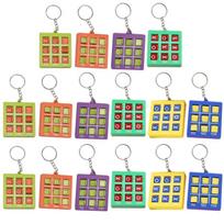Pack of 16 Plastic Keyring Pendant Tic Tacs Toe Charm Keychain Colorful Key Chain Party Favors for Kids Backpacks 1