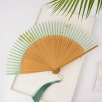Portable Classical Carved Bamboo Folding Fan Flower Chinese Style Tassel Folding Fan Retro Photo Prop Handheld Fan Girl Gift