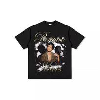 SpringSummer 2026 Rap Star Bruno Mars American Street Retro Print Trendy Short Sleeve Shirt S