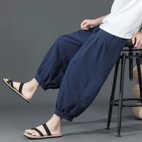 Summer Shorts Men Baggy Wide leg Casual Capris Pants Male Sport Running Shorts Oversize Chinese S mėlyna
