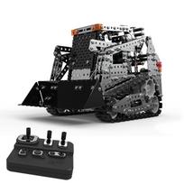 RC Bulldozer DIY Stainless Steel Tracked Truck 2.4G Remote Control 10 Channels Building Block Toy for Kids