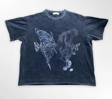 Aelfric Eden Graphic T Shirt Men Size S Black Cropped Skull Butterfly Streetwear M