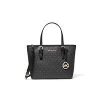 MICHAEL KORS Jet Set Travel Signature Logo Spausdinimas Padengtas Drobės Rankinė Rankinė Pirkinių Krepšys Per Petį Kryžmai Rankinė Moteriška Juoda juoda