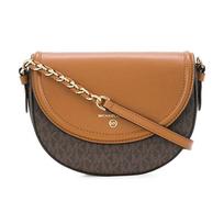 MICHAEL KORS Jet Set Charm Classic Presbyopia Colorblock Leather Saddle Bag Crossbody Bag Medium Women's Dark Brown with Acorn Brown ruda