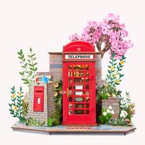 ROBOTIME Rolife Blossom Book Booth 3D Wooden Puzzle London Style  Heartwarming Birthday Gift for Women Girls