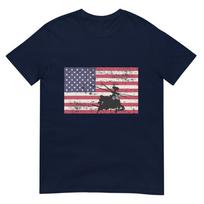 Patriotic Ah64 Apache Helicopter American Flag Tshirt S