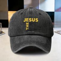 Jesus Is The Way Christian Baseball Cap Washed Cotton Adjustable Outdoor Trendy Hat One Size