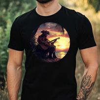 T-Shirt Herren Pirat spielt Gitarre Motiv Baumwolle Größe XS bis 5XL M