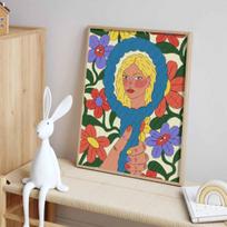 Diamond painting kit. full diamond round mosaic woman portrait floral mirror handmade. home decoration gift Round 20x30cm