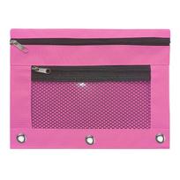 Stationery Bag 3-Rings Binder Pencil Pouch Double Layer Stationery Bag rožinė raudona spalva