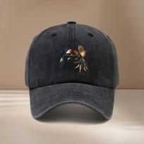 Rooster Fighting Baseball Cap Washed Denim Adjustable Snapback Hat Vintage Outdoor Casual Unisex Cap One Size