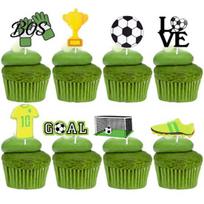 Soccer Themed Cupcake Toppers 8 Pcs Cake Topper Decoration, Ball Goal Oil-proof Picks Shoe for Sport Theme Birthday Party Supplies žalia