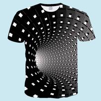 Summer men's fashion trend vortex short sleeved T-shirt casual 3D printed vortex printed pattern T-shirt short sleeved top XXS