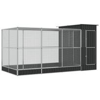 vidaXL Volière avec extension Argent 416x203x216 cm Acier