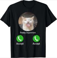 2026 Spring Summer Funny Cat Meme Black TShirt Call Buttons Tongue Out Cat Print Casual Versatile ShortSleeved Y2k S
