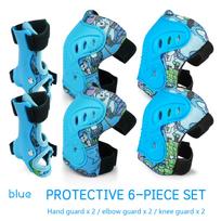 Roller Skate Protective Gear Set Children Knee Elbow Pads Adjustable Skate Guards for Kids Beginners Aggressive mėlyna