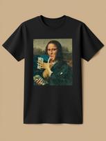 Unisex Humor Mona Lisa Coin Pattern T Shirt Cotton Tee Unisex Spring Summer Oversize Meme Ironic Humor Weirdcor Sarcastic Hilarious S