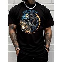 European sizes Men's Casual Black T-Shirt Grim Reaper Lantern Moon Graveyard Graphic Street Style Fashion Adult Male Top S juoda