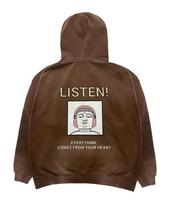 Bavantu Brushed Fleece Listen Buddha Pigment Hoodie Pigment Brown/L