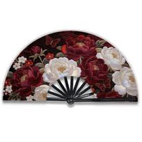 Elegant Flowers Handheld Fan Peacock Tail Pattern Silk Folding Fan Dance Fan  Outdoor Travel Style C