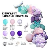137 vnt. undinėlės uodegos balionas girliandos komplektas arkos undinė tema Gimtadienio dekoracijos Vestuvių reikmenys Mažoji undinė tiffany blue pink