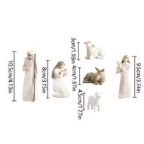 Šventinė dovana rankomis dažytas dekoras Kūdikio Jėzaus ėdžios, dervos ornamentas gimimo figūrėlių statulos rinkinys