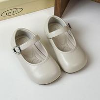 Girls Leather Shoes Soft Sole Comfort Kids Flats Non-slip Hook&loop 2025 New Children Princess Shoes Solid Color Versatile Sweet 22 smėlis