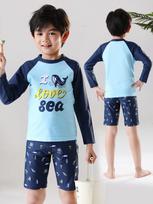 Newborn Baby Kids Boys Swimwear Three-peice Suit Swimsuit Summer Quick Dry L tamsiai mėlyna
