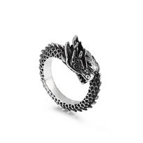 Vintage punk vyriškas nerūdijančio plieno žiedas Mighty Dragon Charm pirštų žiedai suasmeninti aukso spalvos madingi kokteilių papuošalai 7