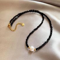 New Arrival Elegant Natural Freshwater Pearl Black Crystal 14K Gold Filled Female Beads Chain Necklace  For Women Gifts white