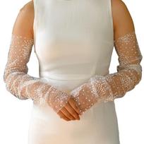 Floral Gloves Wedding Dancing Sleeves Proms Party Supply Fingerless Tulle Gloves for Concert Operas 1